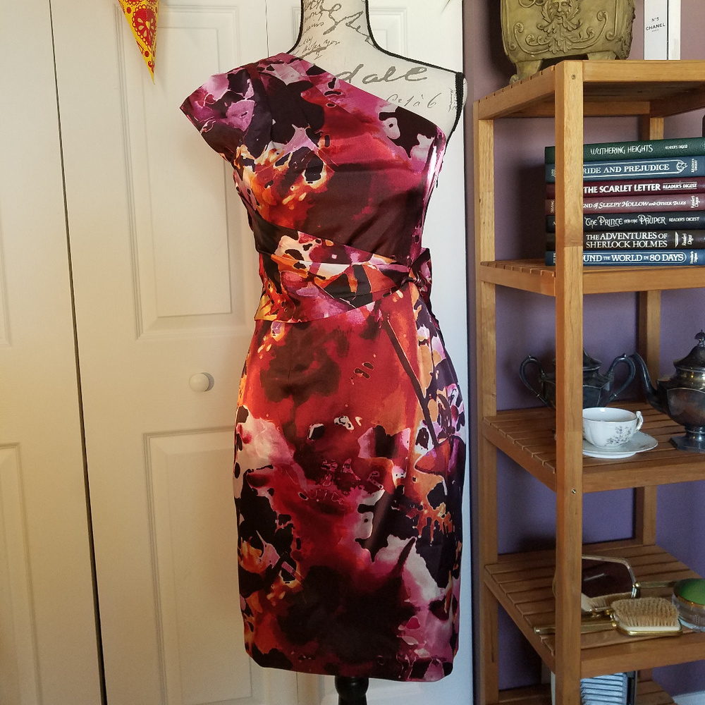 NWT - Maggy London One shoulder ruched dress